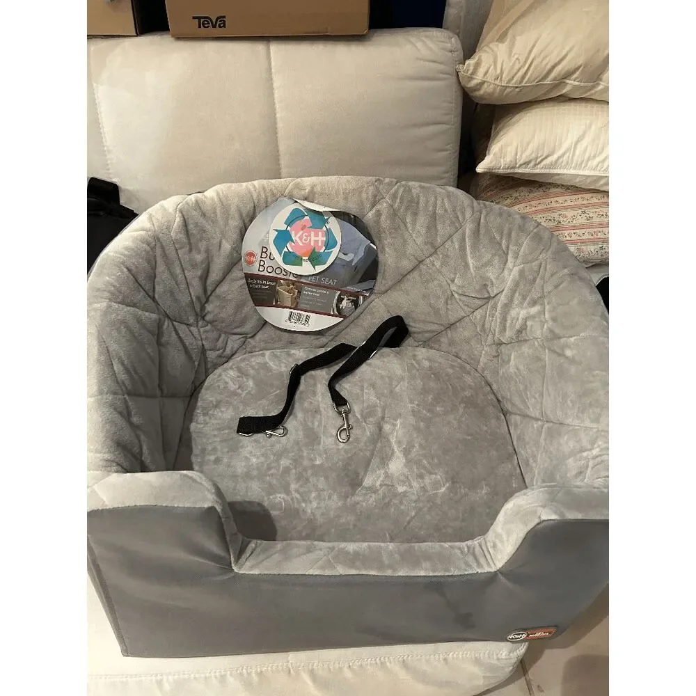 NWT K&H Bucket Booster Pet Dog Car Seat - Large in Gray
